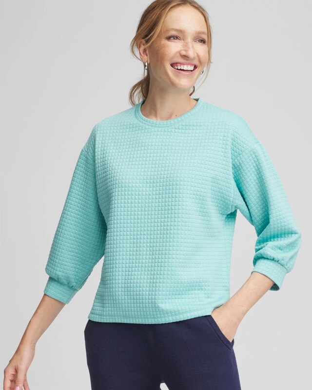 Zenergy Jacquard Bubble-Sleeve Top